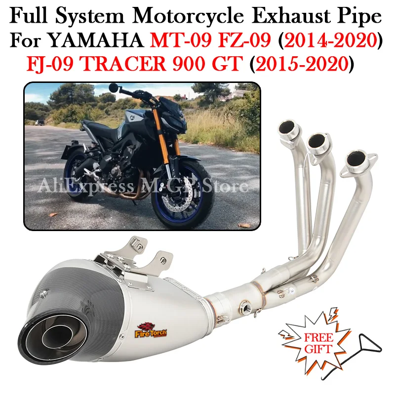 

Full System For YAMAHA MT09 FZ09 FJ09 MT 09 FZ 09 FJ 09 TRACER 900 GT 2014 - 2020 Motorcycle Exhaust GP Muffler DB Killer Escape