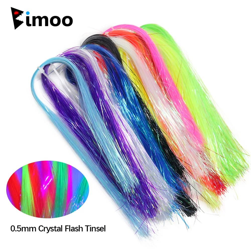 Materiales para atado de moscas Flashabou de 1/69" (0.4mm) UV Ice Wing Flat Tinsel Crystal Grizzly Barred para streamers, ninfas y jigs
