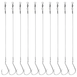10Pcs Circle Hooks with Steel wire leader Saltwater 3/0-8/0 Octopus Fishing Hooks for Catfish Bass Surf fishing rig equipment