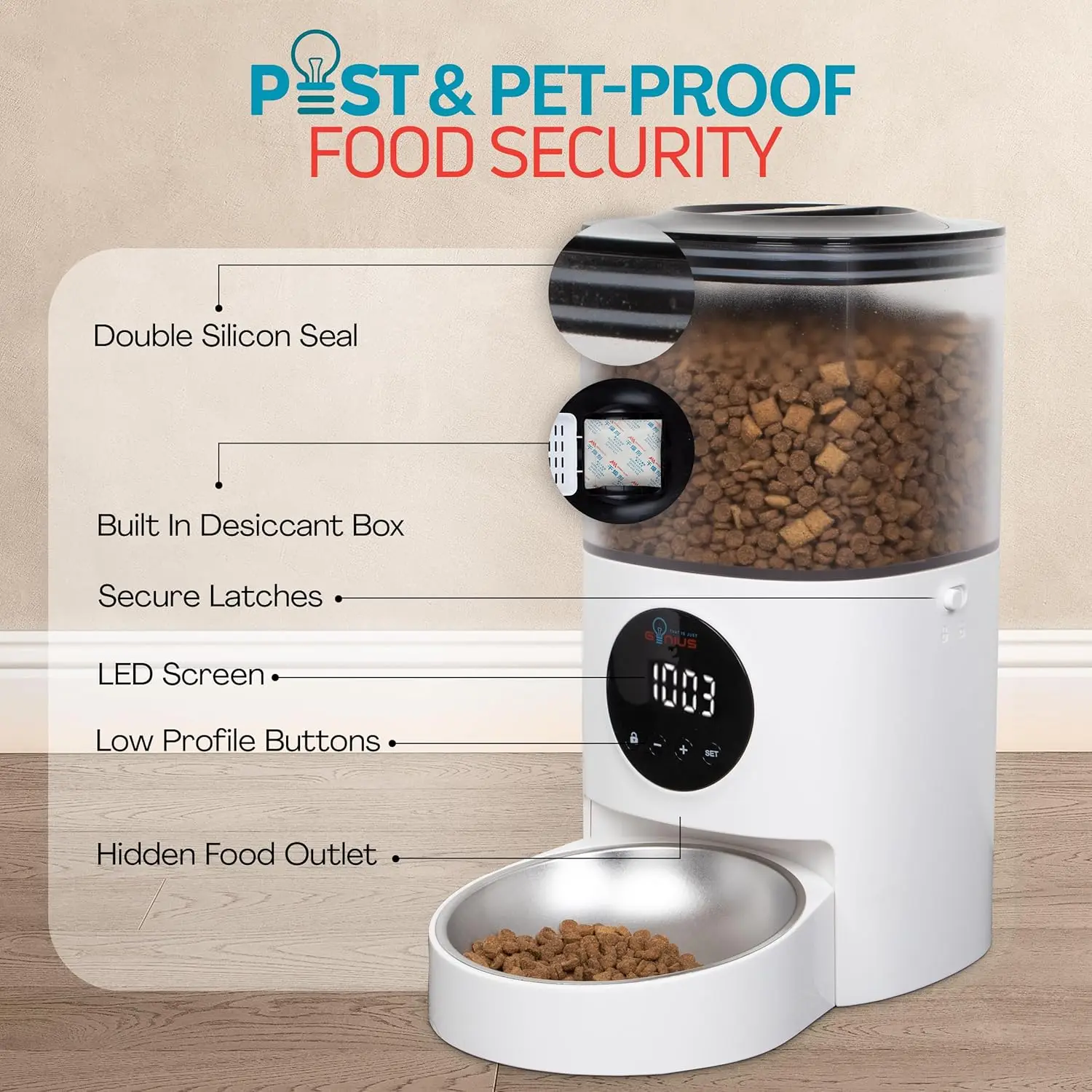 موزع الطعام الجاف الأوتوماتيكي للقطط والكلاب: وحدة تغذية للحيوانات الأليفة بتوقيت WiFi مع التحكم في التطبيق والوضع اليدوي القابل للبرمجة الإضافية #4