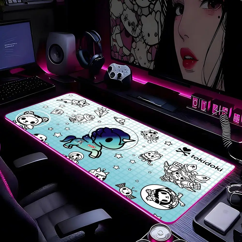 

Japan Cute T-Tokidoki Mouse Pad Mousepad HD Printing Computer Gamers Locking Edge Non-slip RGB Mouse Pad XXL90x40cm Keyboard PC