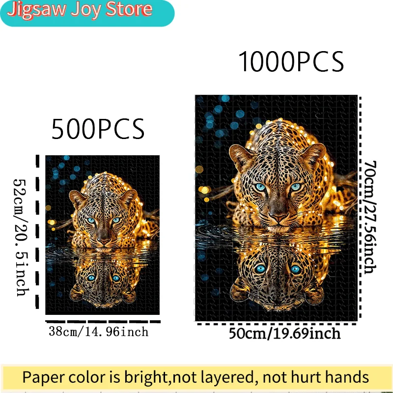 

Пазлы с изображением леопарда, воды, света и отражений, 500/1000 элементов — интерактивная семейная игра, идеально подходящая для студентов колледжей.