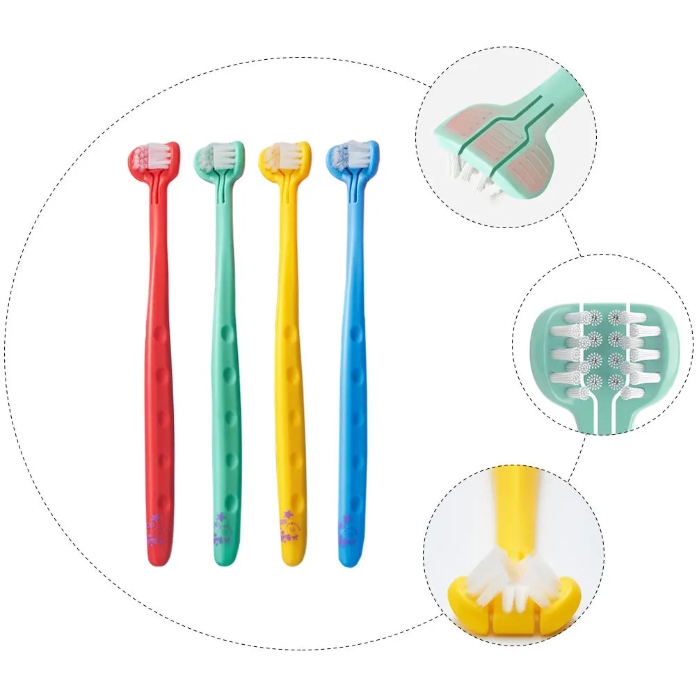 

4pcs Children Training Toothbrush Premium Bristles Dental Care Tool For Kids Oral Hygiene Ergonomic Design Fresh Breath