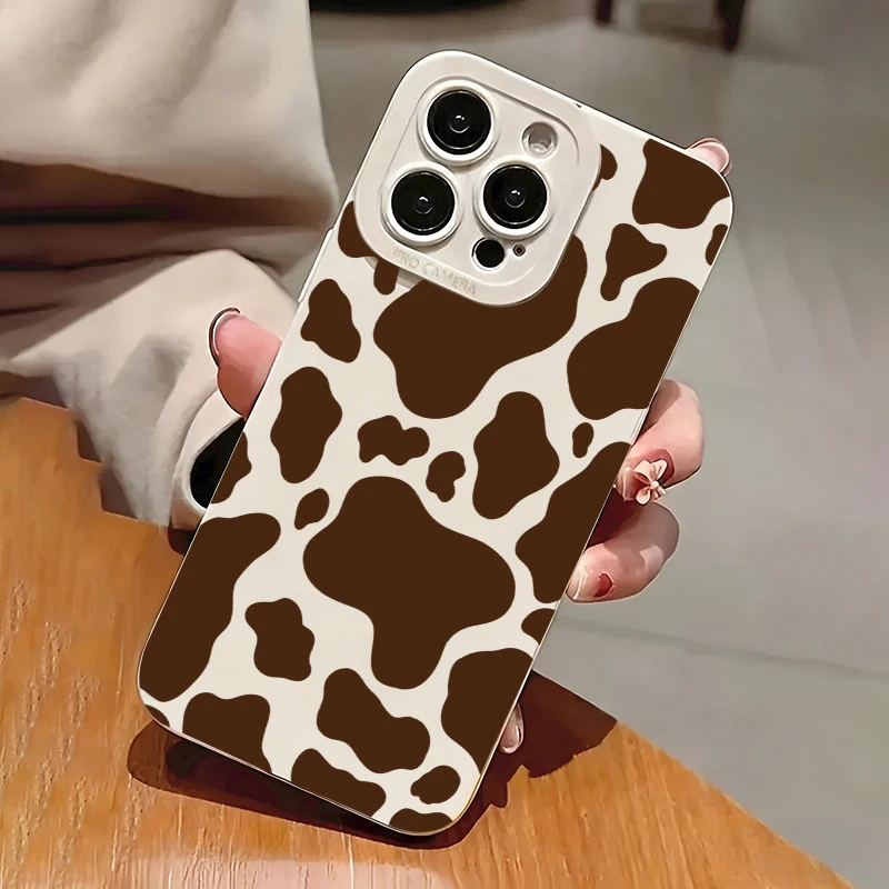 

Antique White Minimalist Cow Print Phone Case For iPhone 11 12 13 14 15 16 17 Pro Max XS X XR 7 8 Plus 16E 17 Air TPU Soft Cover
