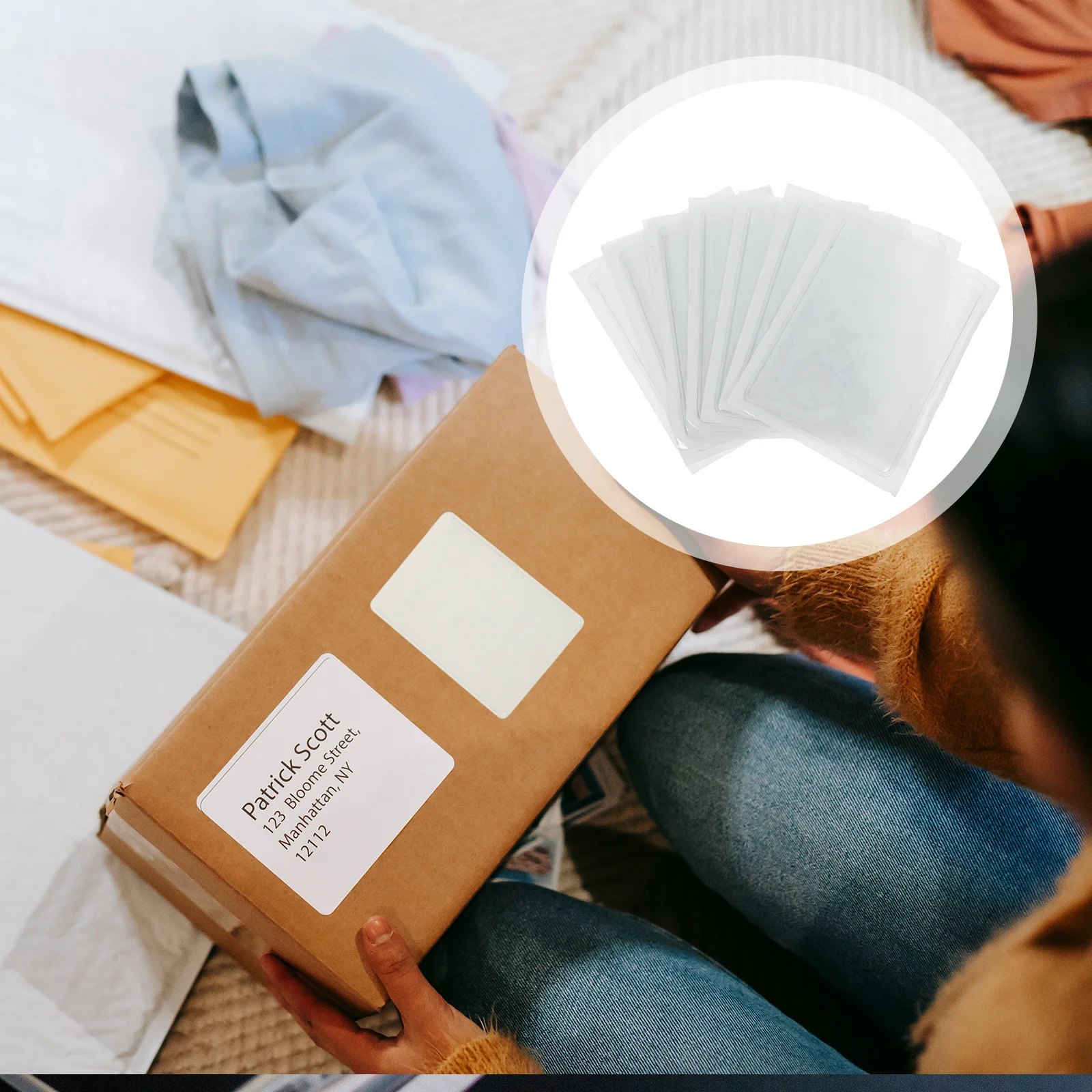 10Pcs Self-Adhesive Label Card Holders Transparent PVC Pockets for Organizing Cards Stickers Nameplates on Notebooks Journals