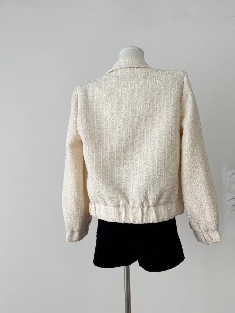 

Casual Silver Tweed ort Jaet Women's 2025 New Sle iny Sequin Top Slim Fit Long Sve Warmth Inner ket No Hat Work...