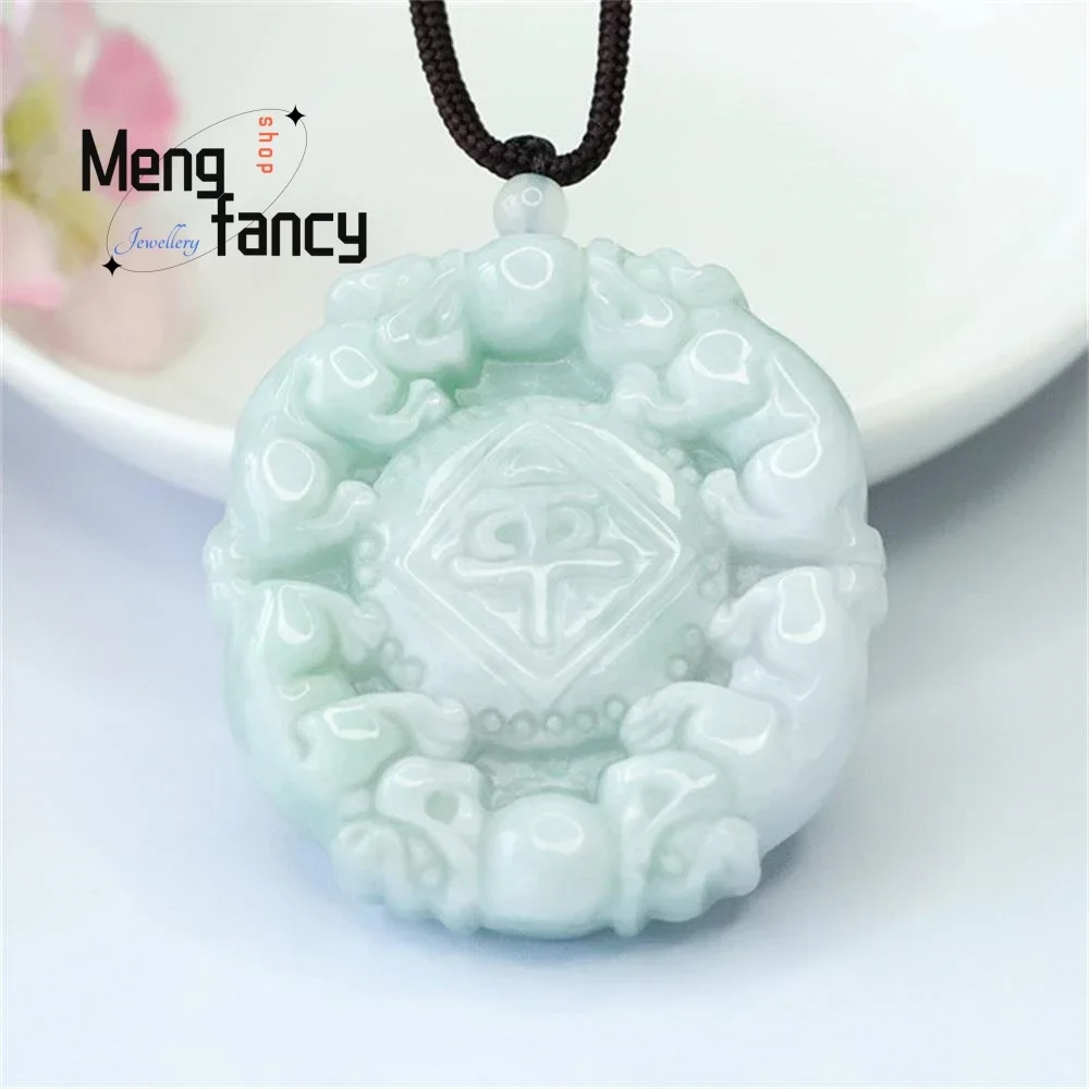 

Natural Myanmar A-goods Jadeite Pixiu Peace Plaque Pendant Exquisite Elegant Simple High-grade Luxury Quality Fashion Jewelry