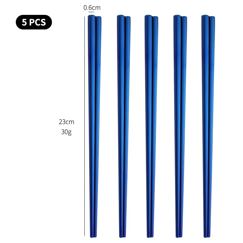

5 Pairs Stainless Steel Chopsticks Reusable Portable Food Sticks Korean Metal Chopsticks Kitchen Accessories Dishwasher Safe