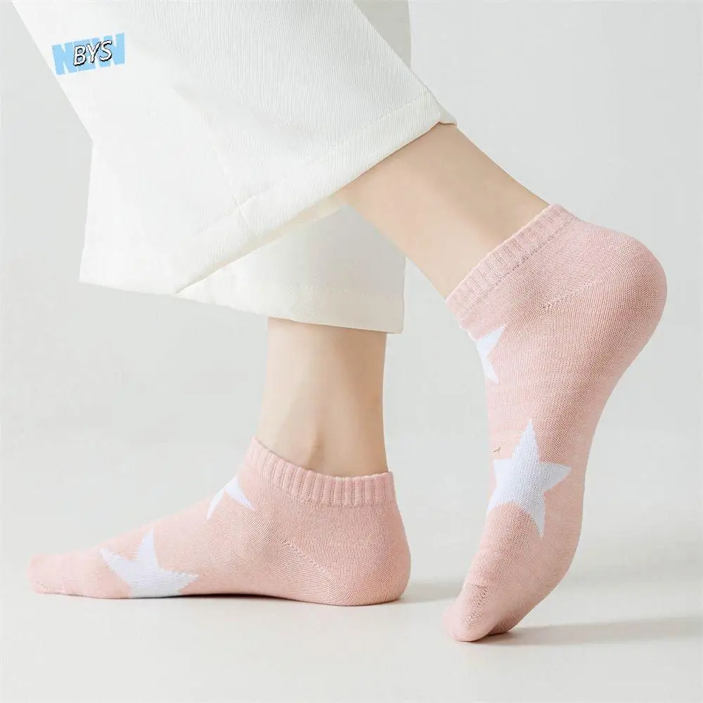 

10Pairs Sweet Summer Y2K Star Short Socks Cotton Breathable Invisible Socks Elastic Hosiery Boat Socks Women