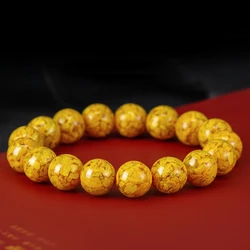 Elf Transparent High Sand Content Cinnabar Realgar Bracelet for Women Yellow Bead Exquisite Bracelet Men Jewelry Couple Gifts