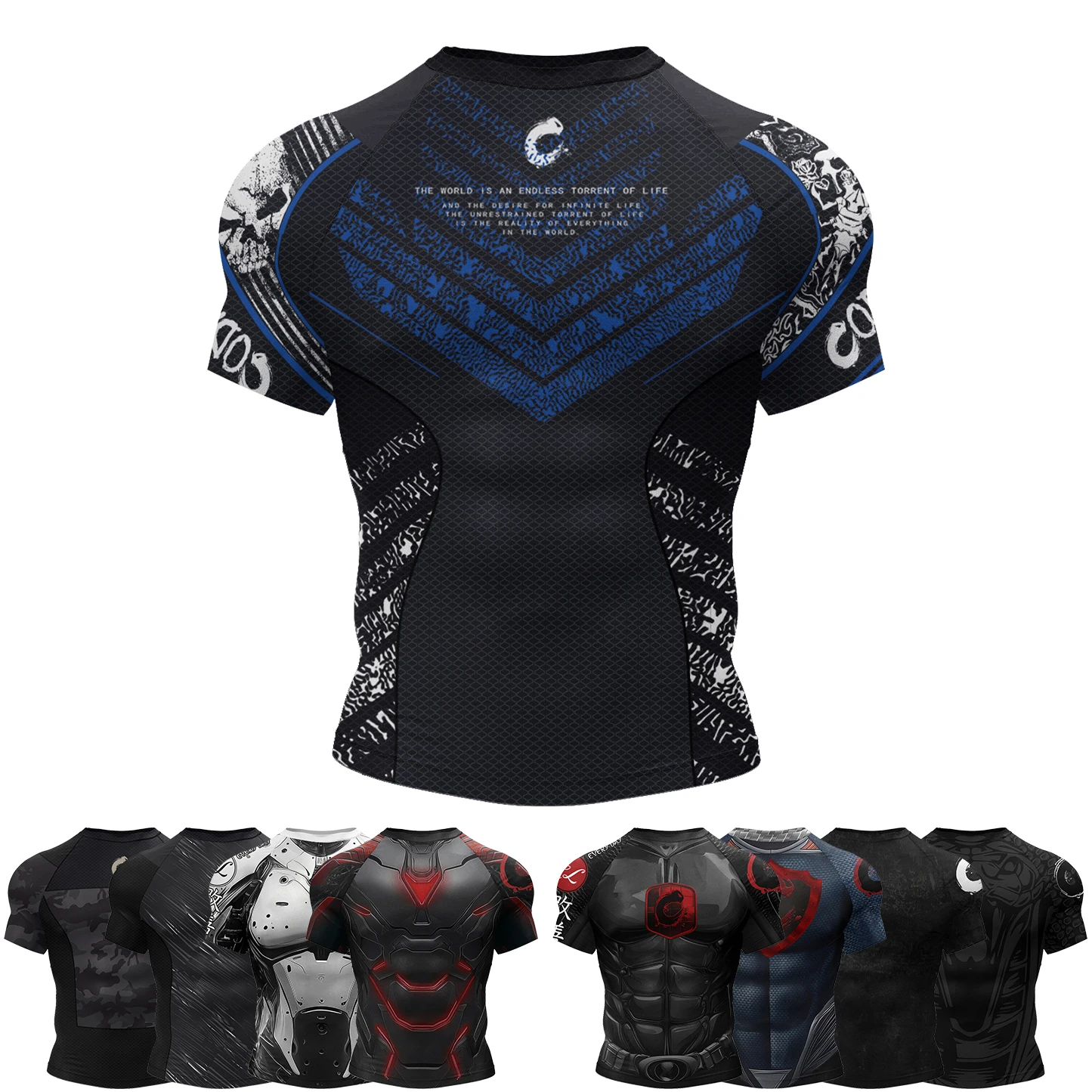 Cody Lundin Men's Training Rashguard Compression Sublimation T-Shirt No Gi BJJ Jiu Jitsu Kickboxing Polyester Spandex Sports Top