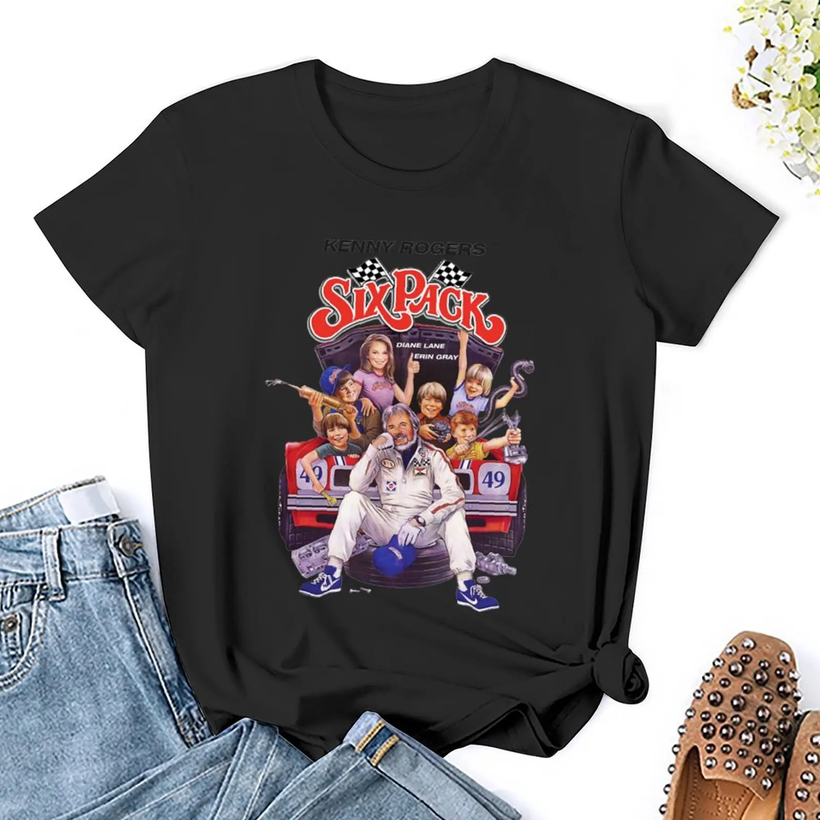 Legend Kenny Rogers American Singer Six Pack T-Shirt Female clothing tops funny clothes for woman