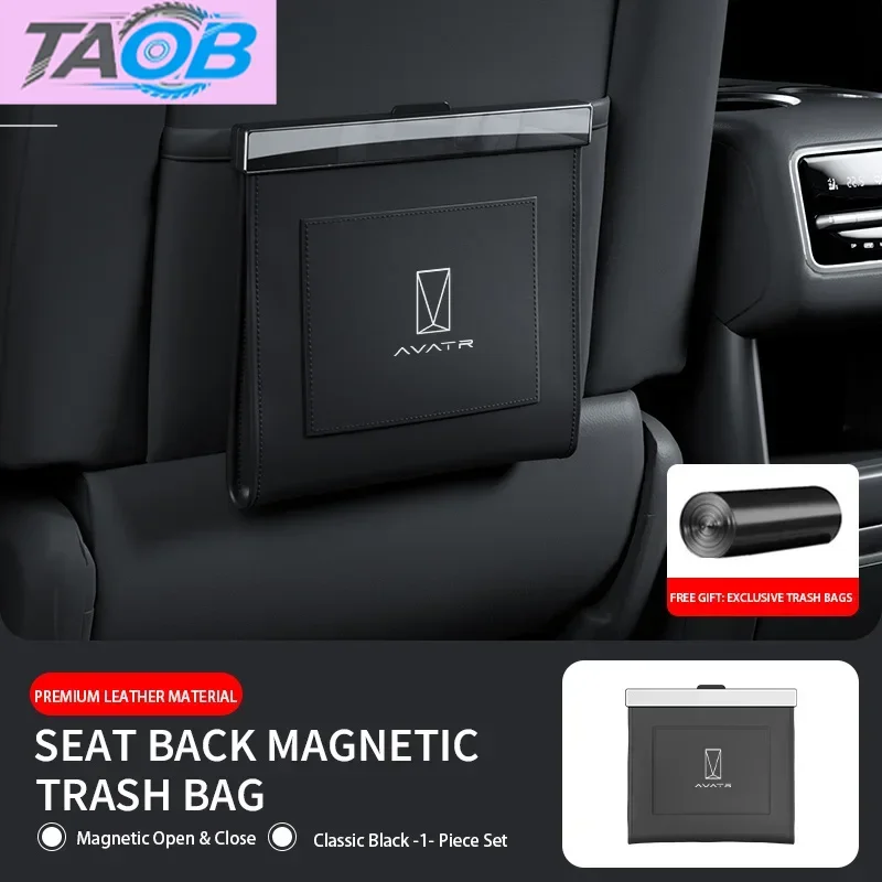 Car Trash Bag for Avatr 06 07 11‌ 12 Seat Back Car Garbage Bin Leather Magnet Closure Design Waterproof
