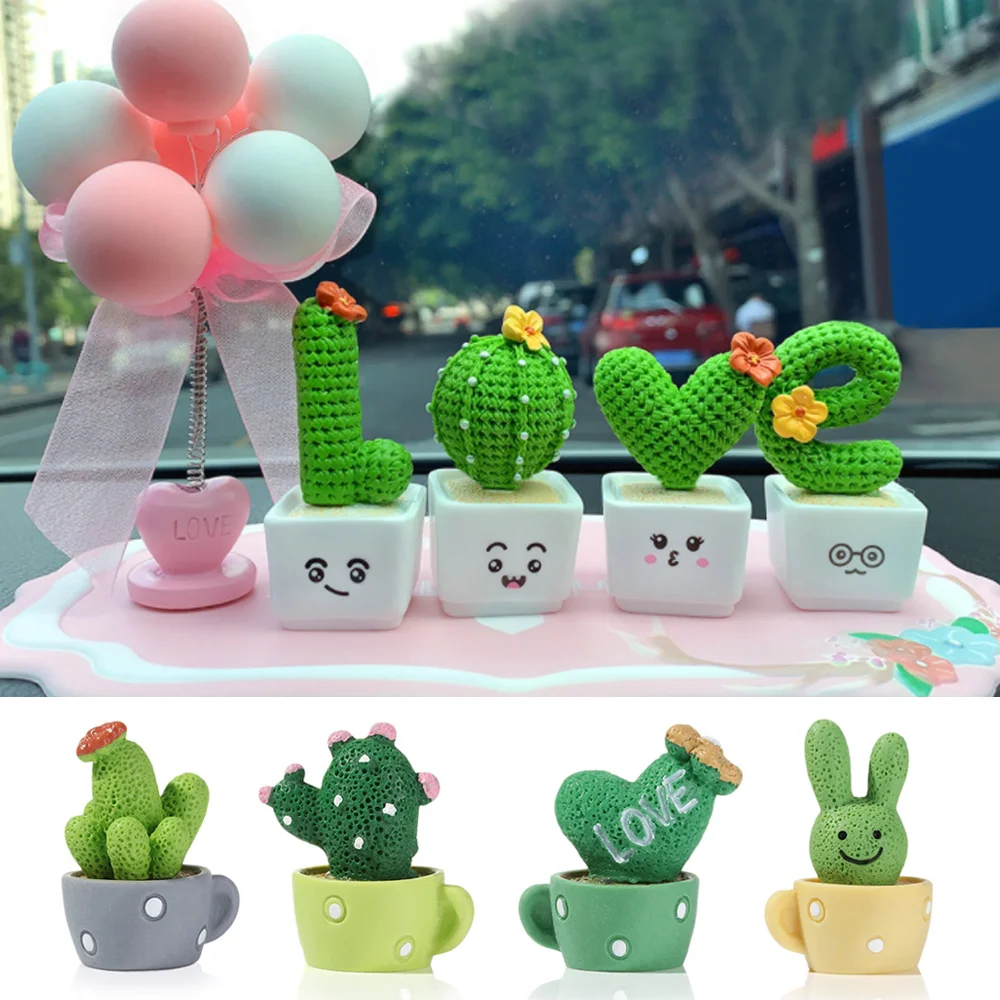 Maceta de resina de Cactus, plantas suculentas, adorno en miniatura para el hogar y el coche, Mini escultura, decoración Interior automática, novedad