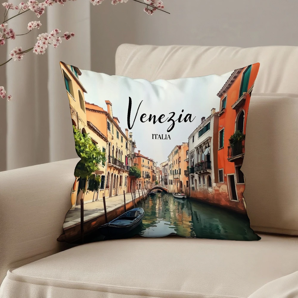 Rectangular Throw Pillow Case Multicolor Venice Italia Canal Scenery Print Decorative Cushion Cover For Living Room Sofa Bedroom