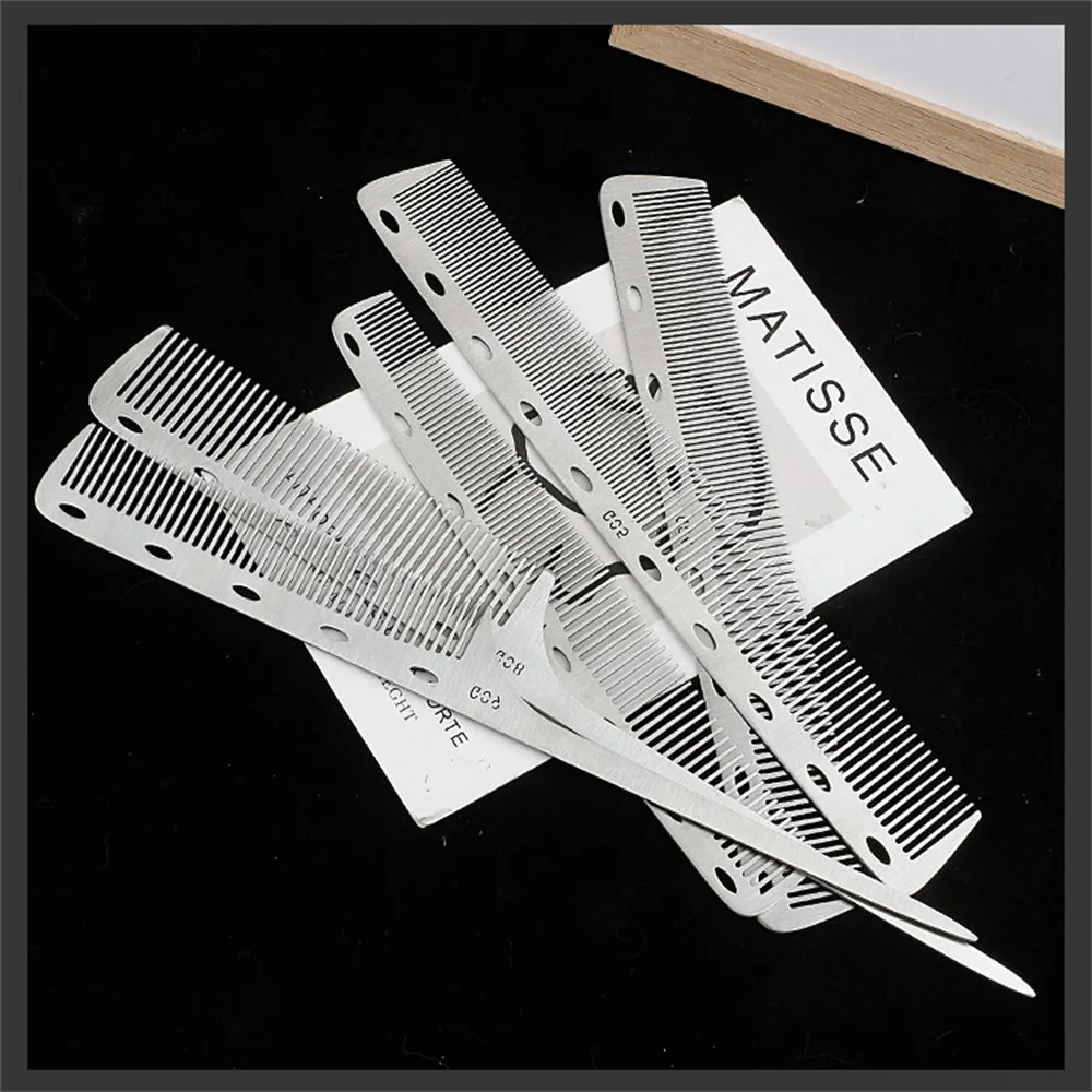 

Professional Hair Cutting Comb Anti-static Stainless Steel Cutter Comb FineTooth HaircutBrush SalonTools Barber Hair Accessories