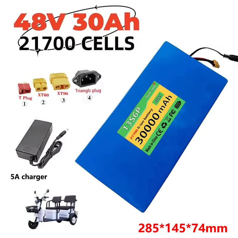 48V 30Ah 13S6P 21700 Lithium Battery Pack with Built-in BMS Protection 1200W 1440W Including
