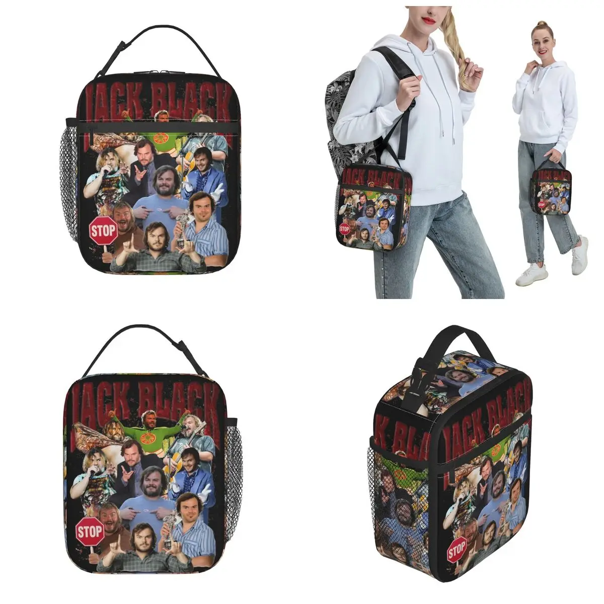 Retro Jack Black Through The Years Insulated Lunch Bag Bootleg Food Bag Portable Cooler Thermal Lunch Box For Work