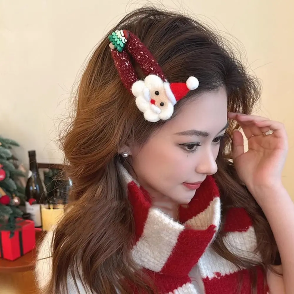Unique Cartoon Christmas Tree Hair Clip Felt Elk Santa Claus Hairpin Sweet Creative Xmas Wool Barrettes Girls