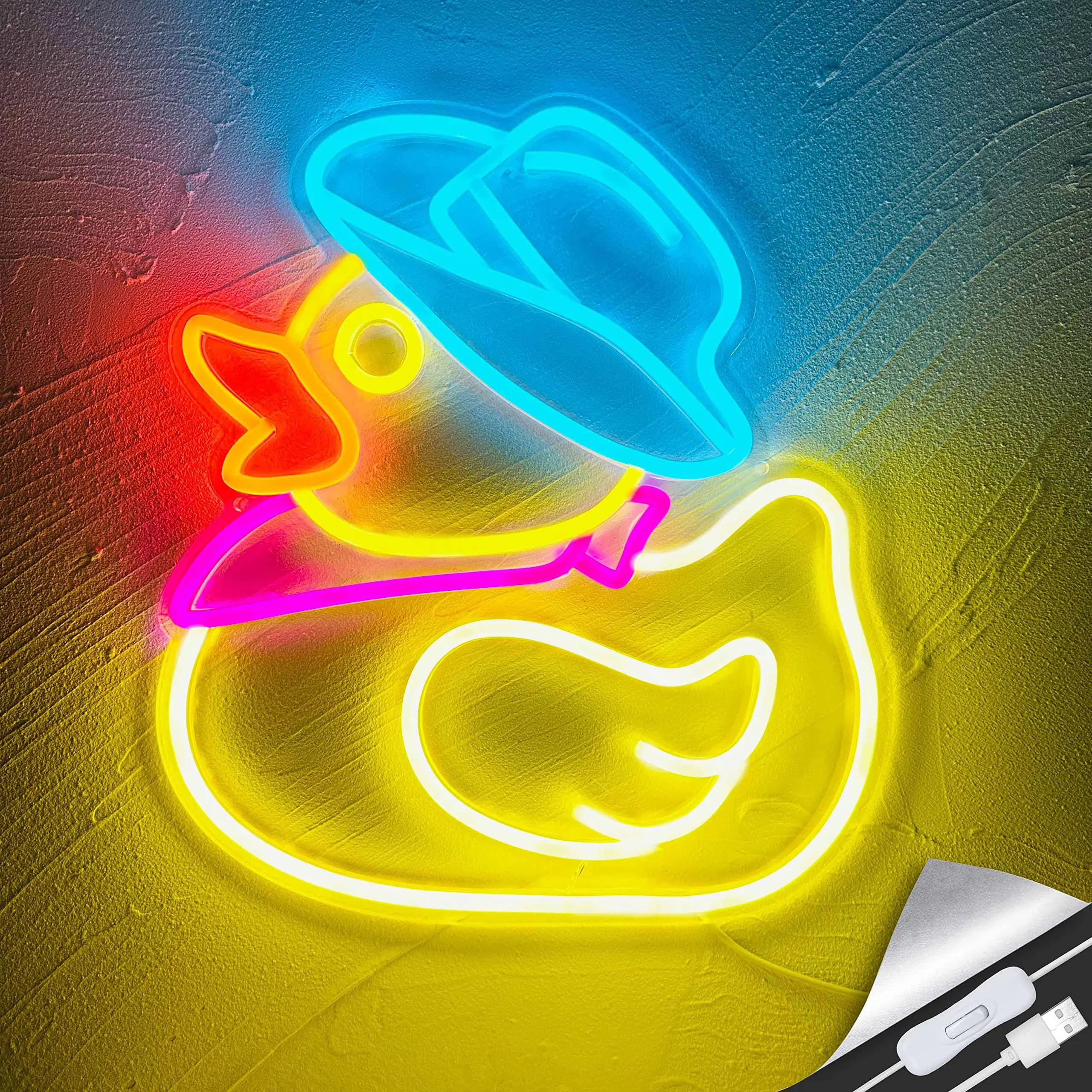 Cowboy Duck Neon Light Sign LED Neon Sign for Wall Decor USB for Game Room Living Room Party Bar Shop Christmas Birthday Gift