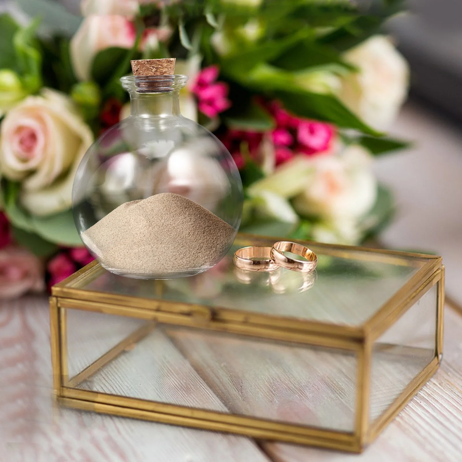 

3Pcs Wedding Memorial Sand Ceremony Bottle Set Clear Glass Bottles Decorative Corked Containers Wedding Keepsake Drift Jars