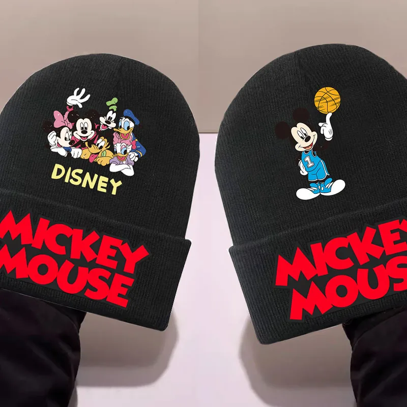 

Disney Mickey Mouse Beanie Hats for Children's Beanies Knitted Solid Cute Hat Boys and Girls Autumn Caps Warmer Kids Casual Cap