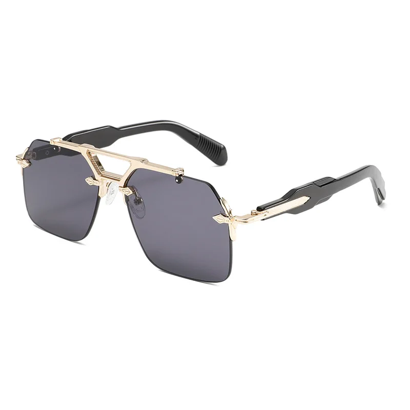 

BX Unisex Double-Beam Metal Frameless Aviator Sunglasses UV400 Retro Style