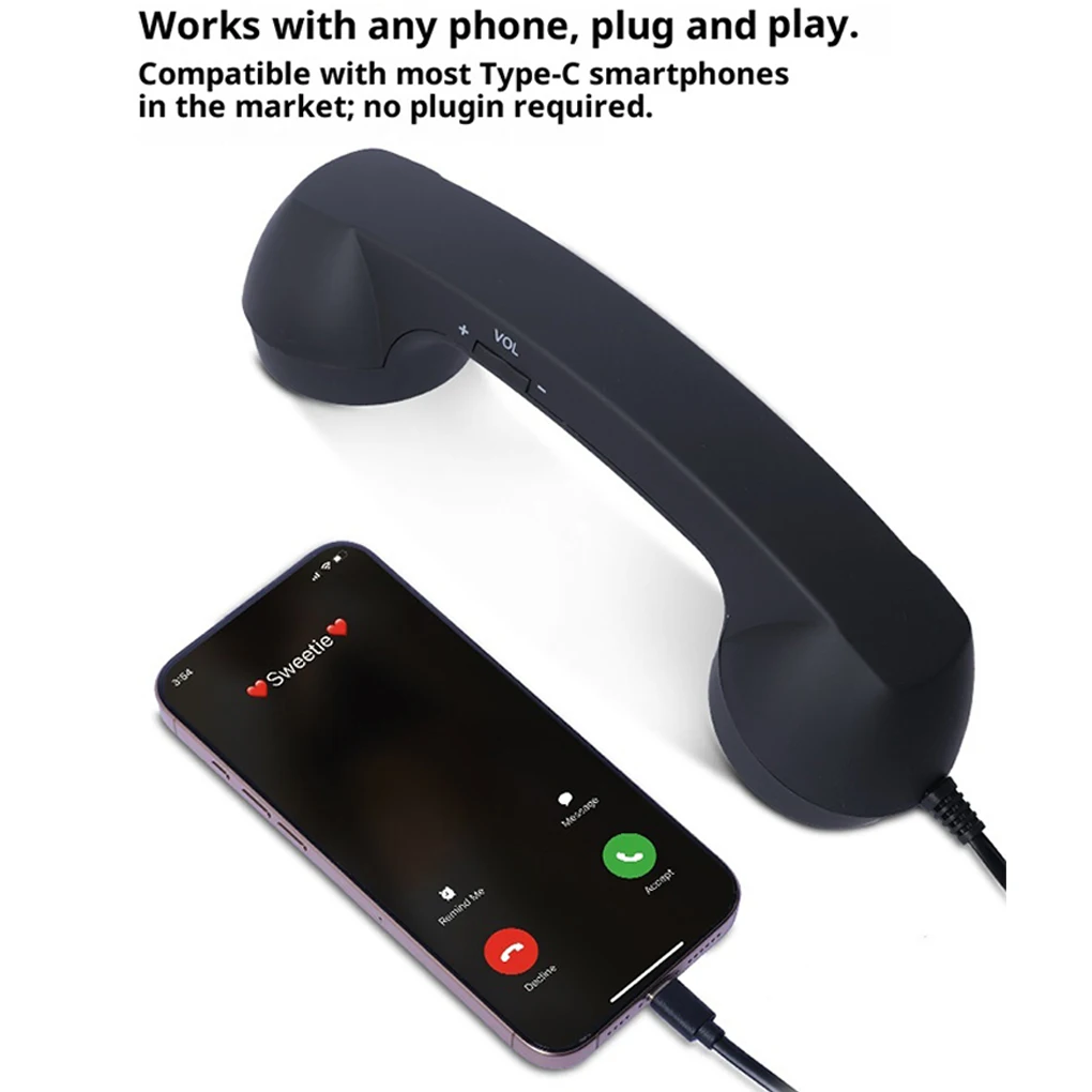 Retro Telephone Handset 3.5mm Stylish Comfort Classic Radiation Proof Handset Receiver Mic Speaker for iPhone Smartphone