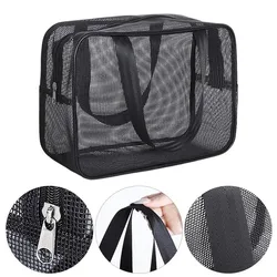 Nuova borsa da bagno portatile Mesh Shower Toiletry Pouch Travel Makeup Storage Holder grandi tasche bagno Carry Tote