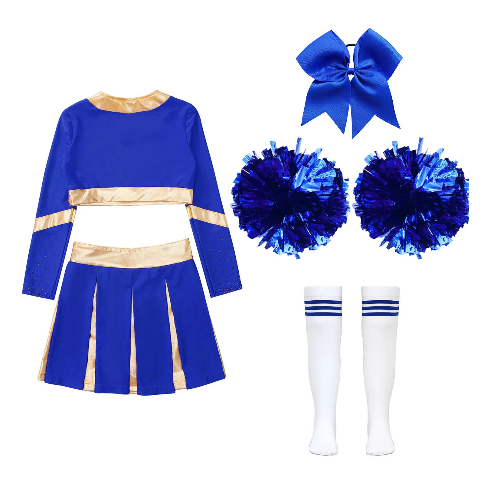 Kids Girls Cheer Leader Costume Outfit Carnival Dance Party uniforme da cheerleader con palline di fiori stock bambini tifo Team