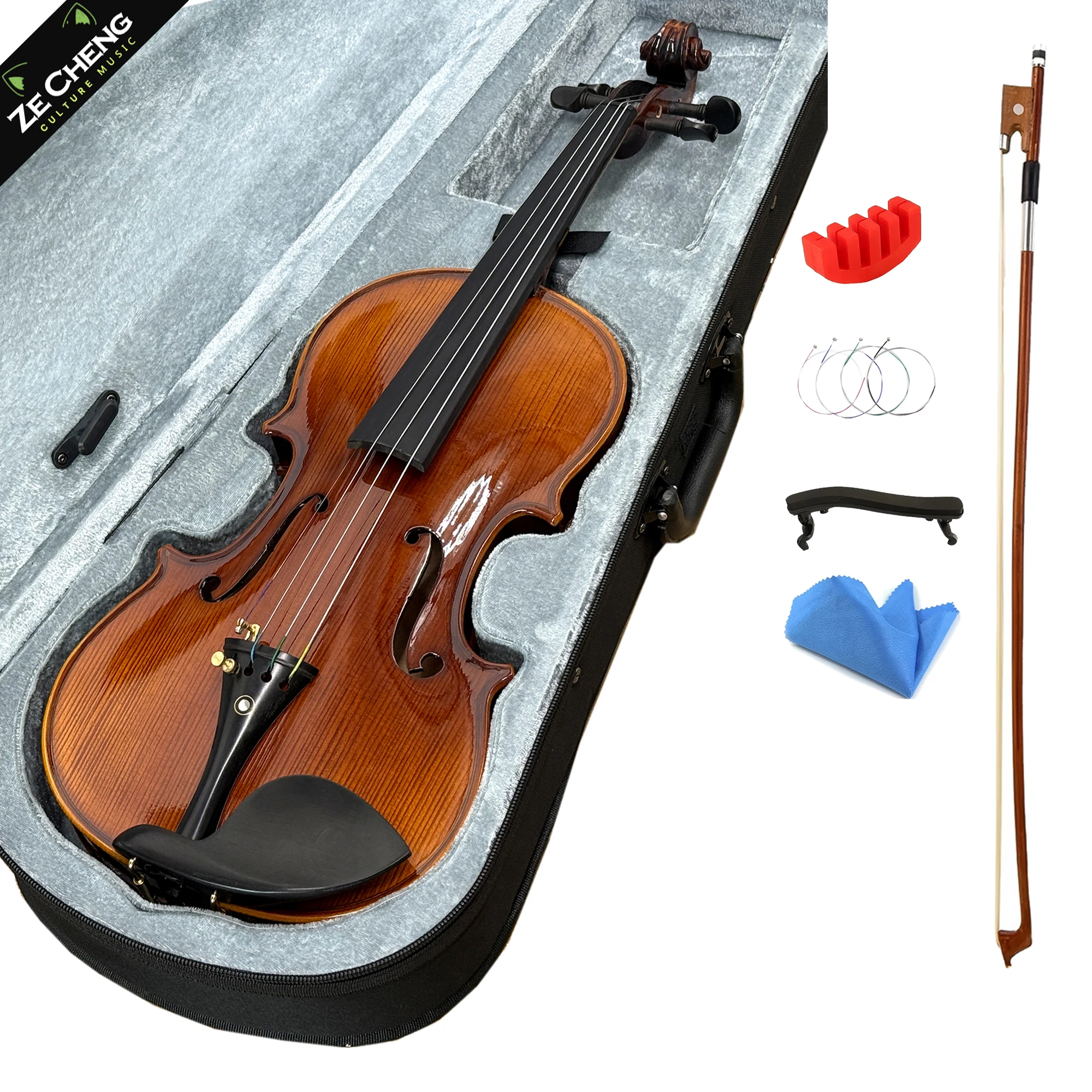 

Professional Handmade Violin 4/4 3/4 | Solid Flamed Maple Wood | Oil Varnish | Full Set with Case, Bow, and Strings