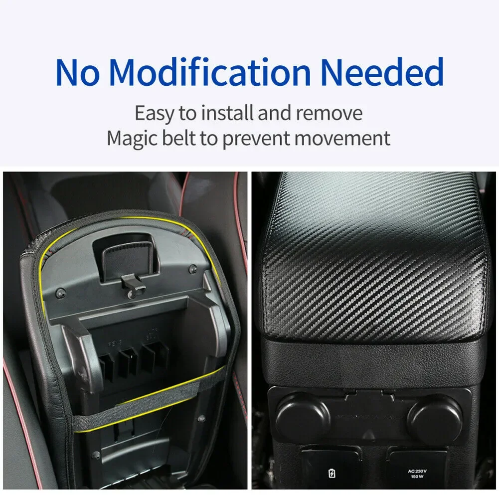 Carbon Armrest Cover Cover Faux Leather Armrest Car For Ford Explorer 2011-19 Grain Parts Protector Replacement Replaces