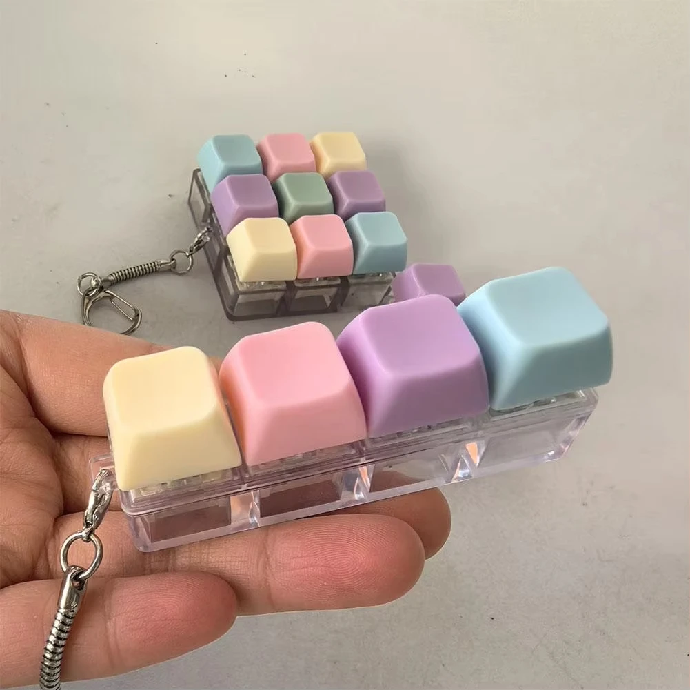 Decompression 4 / 9 Keyboard Key Toy Anti Stress Relief Finger Keychain ﻿Game Button Pinch Tester Office Desk Accessory 2026 NEW