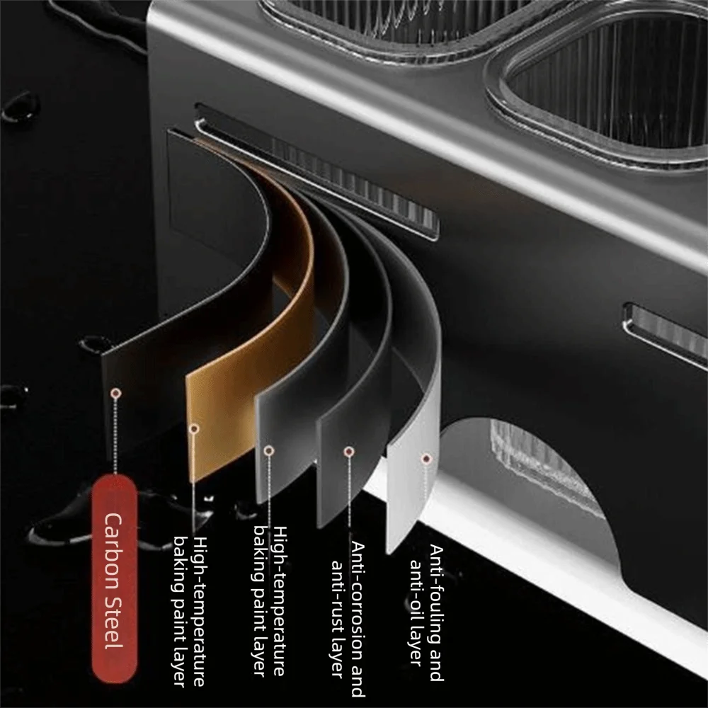 Steel Countertop Cutter Holder Large Capacity Wall Mounted Integrated Chopstick Holder Space Saving with Drain Tray