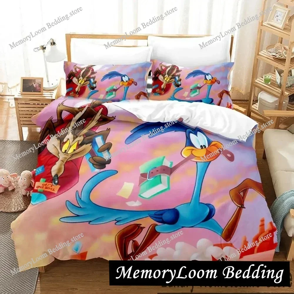3D Print Cartoon Wile E Coyote Road Runne Bedding Set Boys Girls Twin Queen King Size Duvet Cover Pillowcase Bed boys Adult