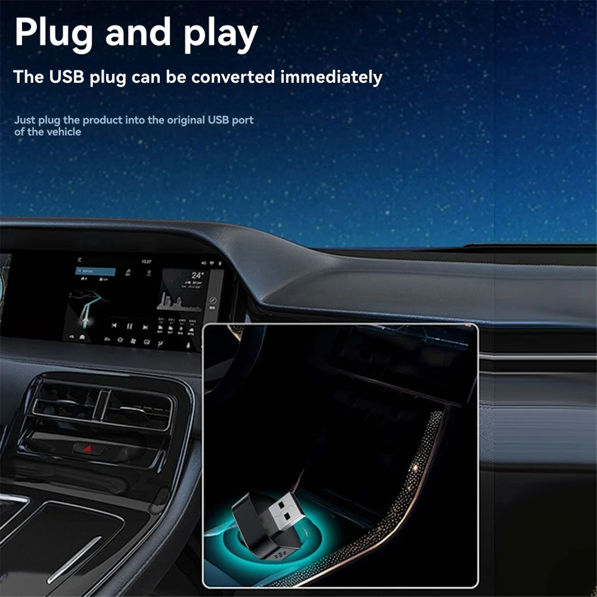 2025 + 2 في 1 ذكي لاسلكي Carplay Android Auto USB Car Dongle AI Box بلوتوث واي فاي لـ CarPlay/Andriod Auto Car A