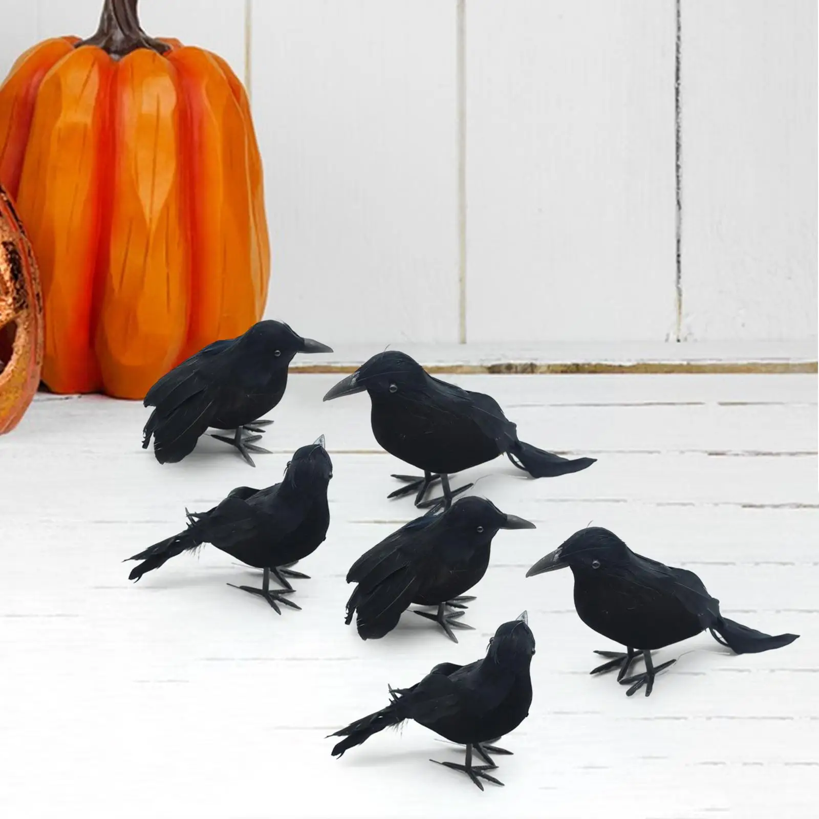 6x Simulation Halloween Crows Animal Model Halloween Crows and Ravens Decor for Halloween Party Home Decoration Supplies