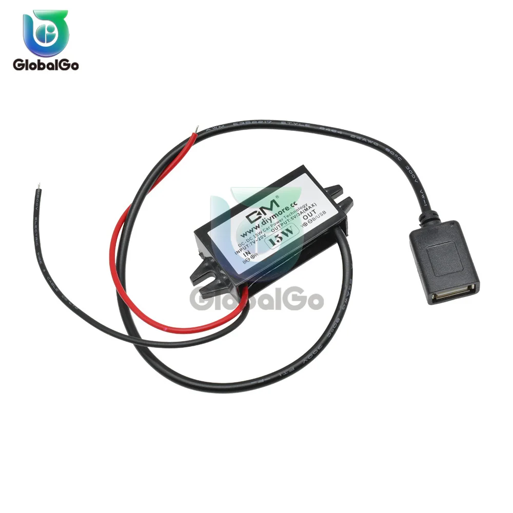 DC-DC 12V to 5V 3A/15W Waterproof Buck Power Supply Module Step Down Power Output Adapter Single Mini USB Converter