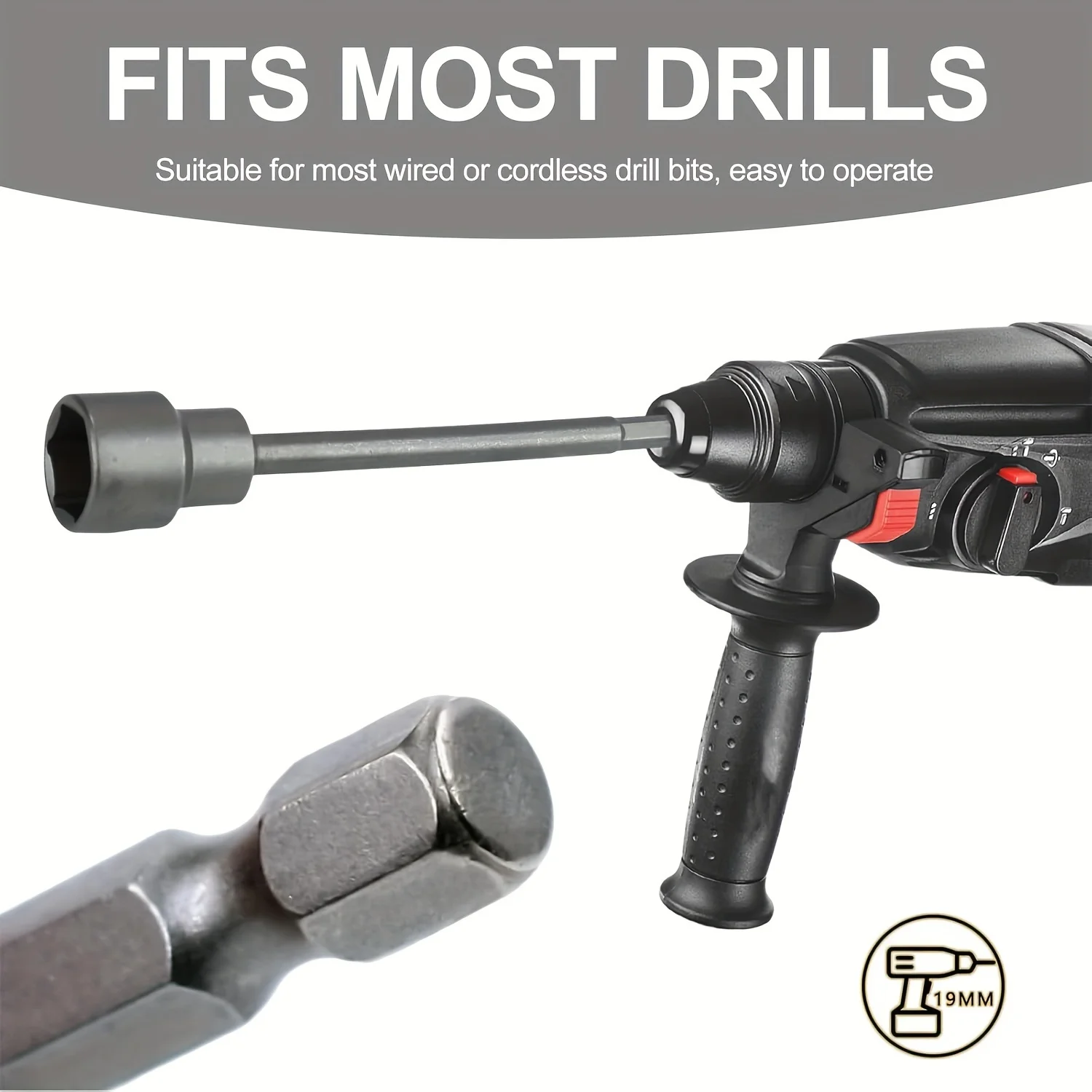 

1pc Automotive Metal Caravan Leg Winder Drill Bit Adapter - 19mm Hex Socket Automotive Handheld Removal Tools