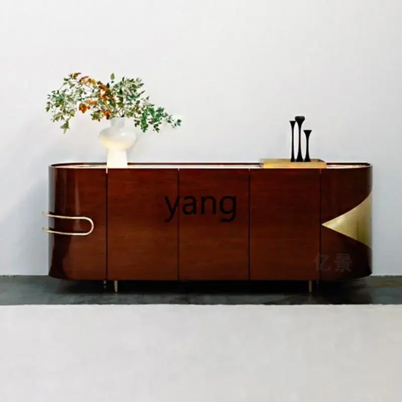 LMM， Italian light luxury marble countertop baking paint living room red wine storage cabinet