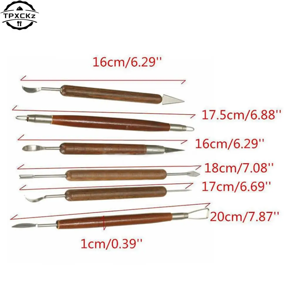 6Pcs/Set Clay Sculpting Kit Sculpt Smoothing Wax Carving Pottery Ceramic Tools Polymer Shapers Modeling Carved Tool