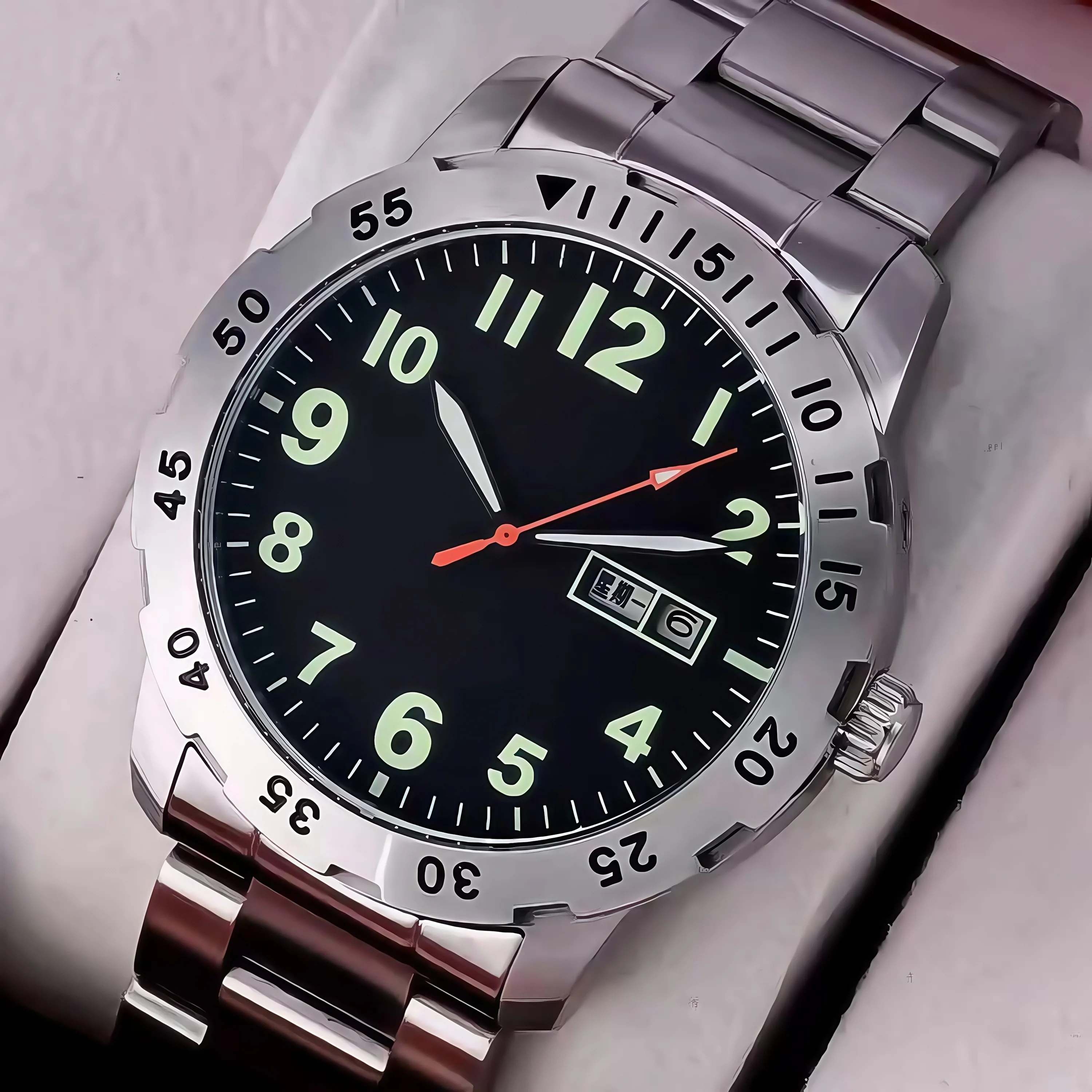 Men's Automatic Mechanical Watch, Large Dial, Arabic Numerals, 3-Hand with Date, Multi-Function, Sporty and Casual Style