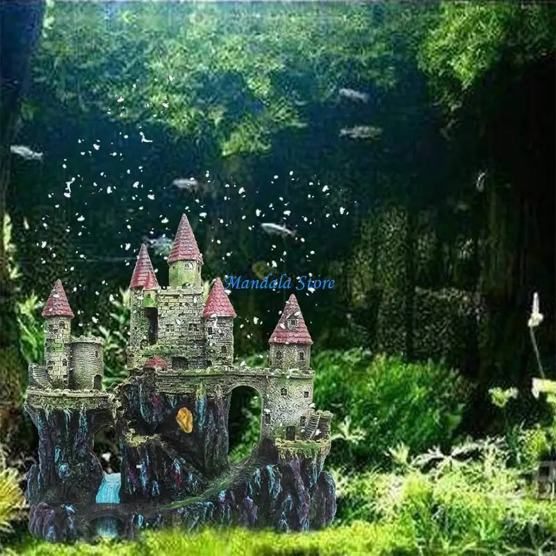

U2JC Aquarium Resin Castle Decoration for Fish for Tank Rock Caves Hideout