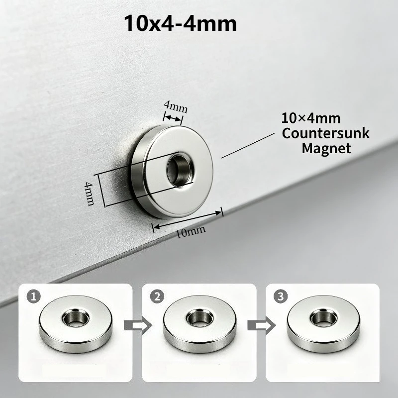10x4‑4 MM Round Countersunk Neodymium Magnet 10x4‑4 mm 4mm Hole Strong Permanent NdFeB Magnet for Fridge DIY Industrial