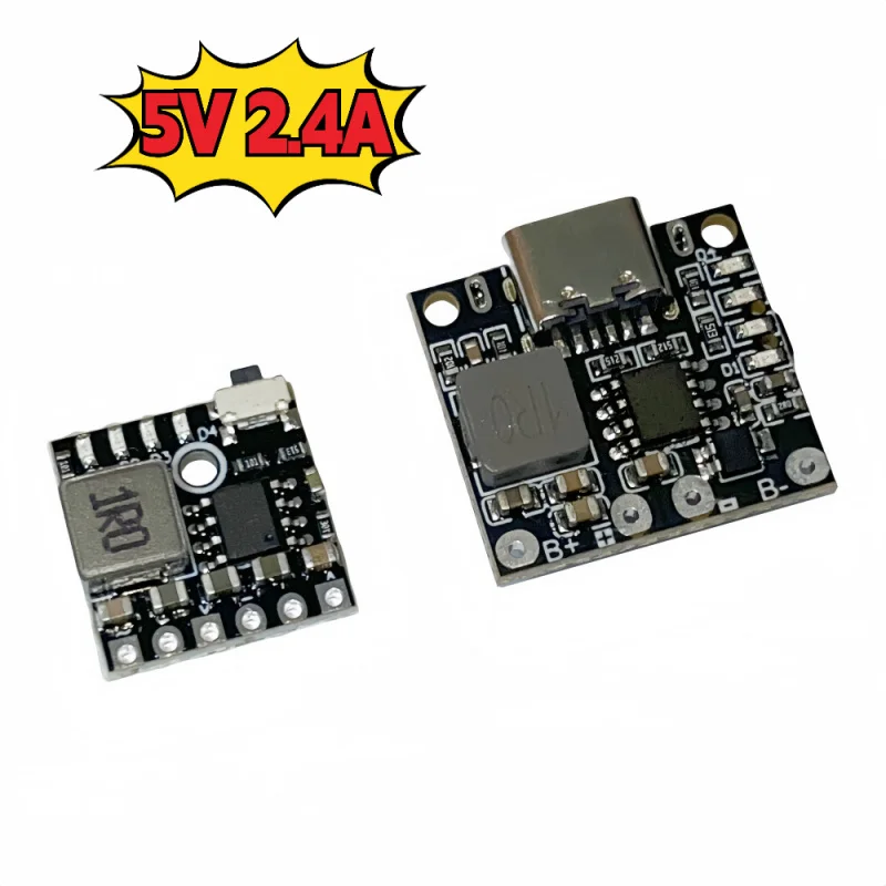 

5V 2.4A Lithium Battery Charging Boost Module with Type-C & USB Output, Constant 5V Output, Dual Battery Protection