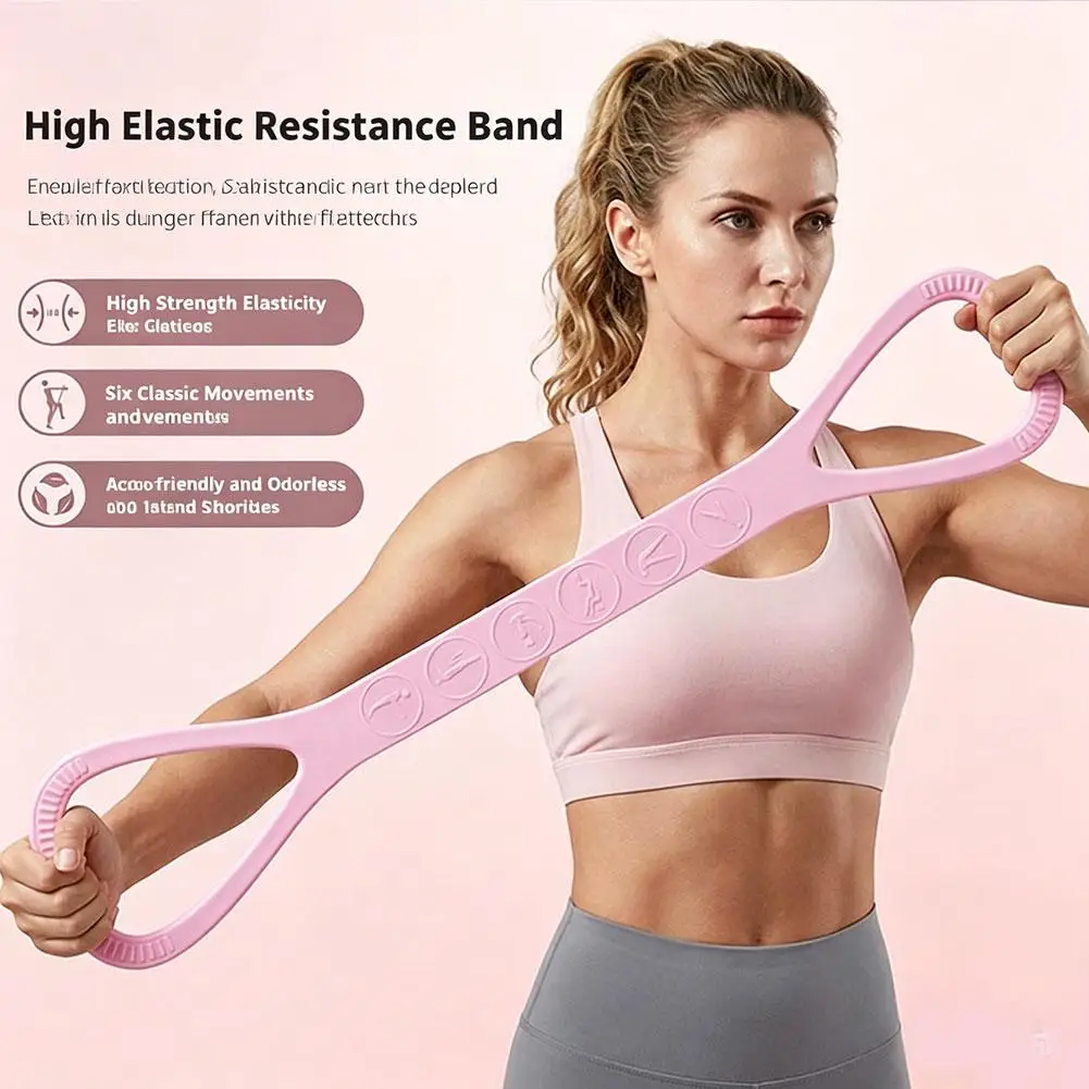Figure-eight Resistance Band Yoga Stretch Trainer Shoulder Back Fitness Exercise Elastic Band For Women Home Gym Workout