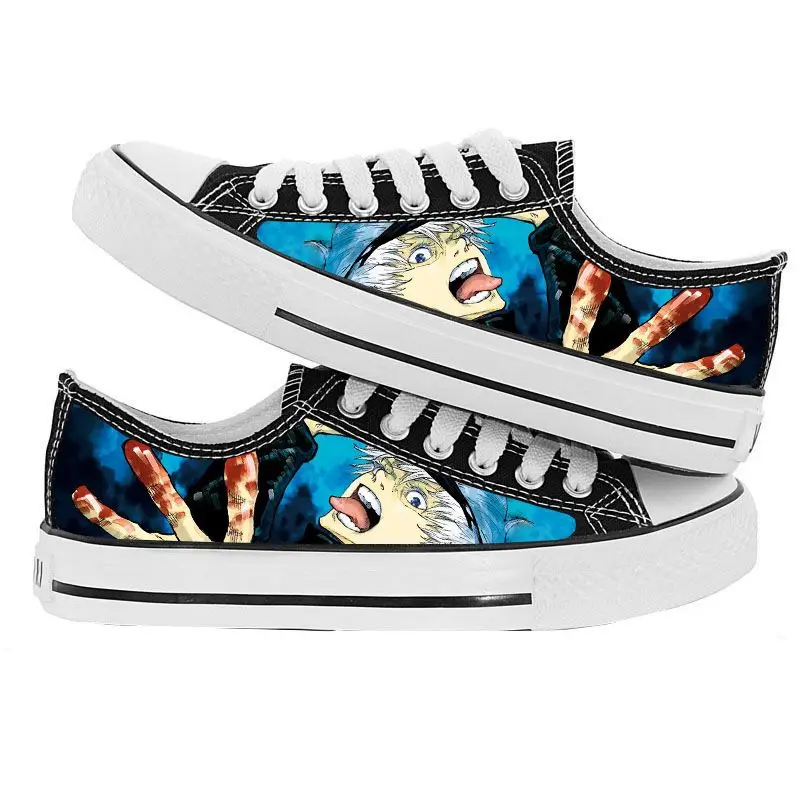 Jujutsu Kaisen Satoru Gojo Sneakers Black Canvas Shoes Anime Graffiti Breathable Cool Street Shoes Brand Sneakers Causal Shoes