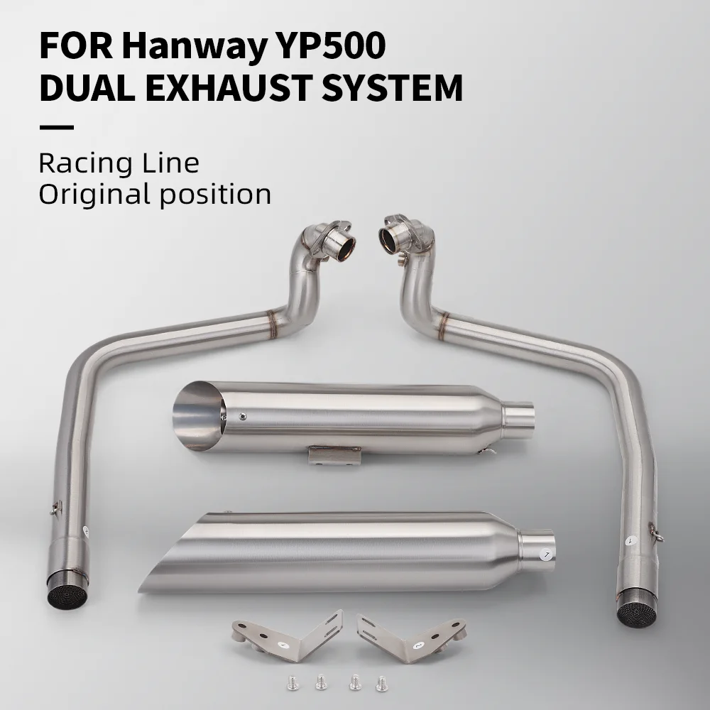 Hanway YP500 Dual Exhaust System Racing Line Original Position Aftermarket Performance Motorcycle Parts Accessories