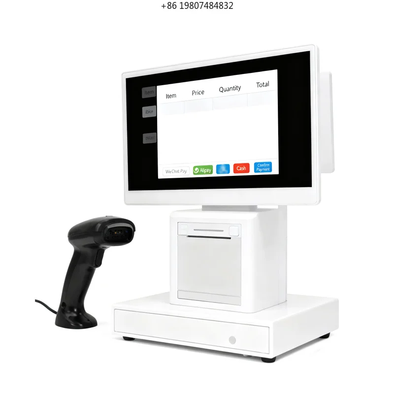 Dual Screen Touch Android Cash Register for Aliexpress, with Cash Drawer for Supermarkets Retail Stores Restaurants