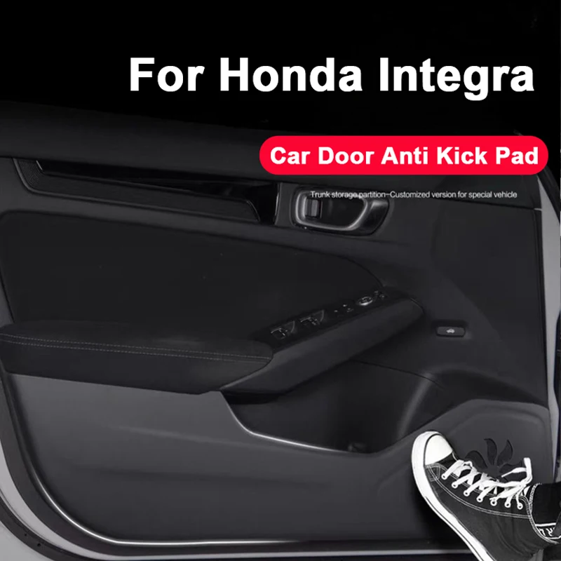 For Honda Integra 2022 2023 2024 2025 Lychee Grains Leather Car Door Anti-kick Mat Sill Protective Cover Trim Sticker Accessorie